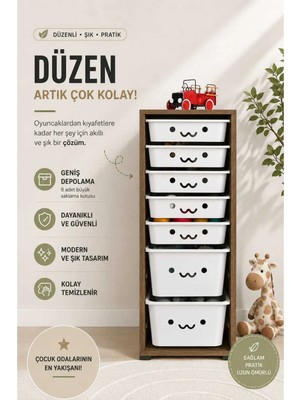 Dekozum Candy 2 Large 5 Dar Sepetli Oyuncak Dolabı Çok Amaçlı Dolap Oyuncak Kutusu Oyuncak Box