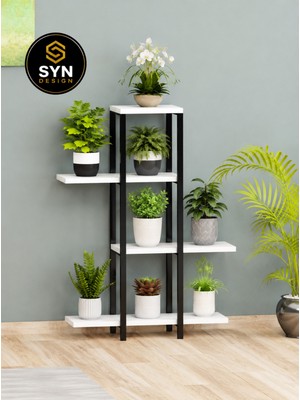 Empressco Syn Design 4 Katlı Çiçeklik Metal Ayaklı Saksılık Bitki Standı Dekoratif Raf