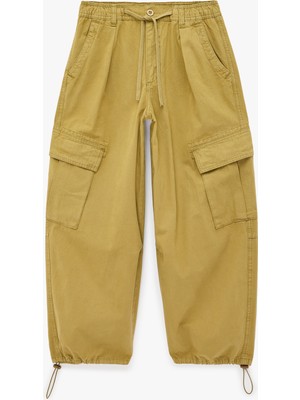 Koton Pamuklu Gabardin Beli Bağcıklı Cep Detaylı Stoperli Kargo Pantolon