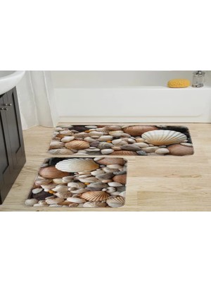 Vivense Dijital Baskı, Kaymaz Taban Ikili Banyo Paspası 100X60 + 60X50 cm  RVG5041
