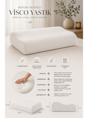 Luna Sacra Isco & Pamuklu Boyun Destekli 50 x 70 cm Rahat Uyku Ergonomik Yastık