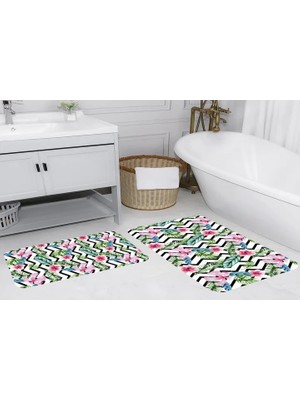Vivense Dijital Baskı, Kaymaz Taban Ikili Banyo Paspası 100X60 + 60X50 cm  RVG5113