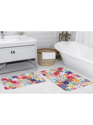 Vivense Dijital Baskı, Kaymaz Taban Ikili Banyo Paspası 100X60 + 60X50 cm  RVG5125
