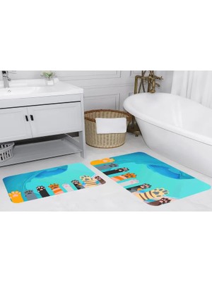 Vivense Dijital Baskı, Kaymaz Taban Ikili Banyo Paspası 100X60 + 60X50 cm  RVG5132