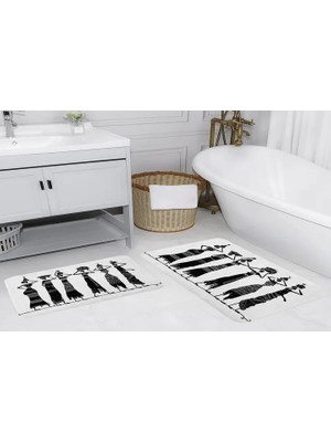 Vivense Dijital Baskı, Kaymaz Taban Ikili Banyo Paspası 100X60 + 60X50 cm  RVG5123