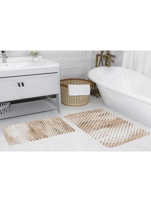 Vivense Dijital Baskı, Kaymaz Taban Ikili Banyo Paspası 100X60 + 60X50 cm  RVG5103