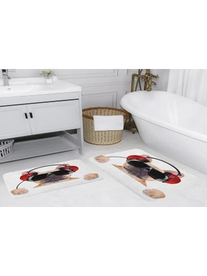 Vivense Dijital Baskı, Kaymaz Taban Ikili Banyo Paspası 100X60 + 60X50 cm  RVG5126