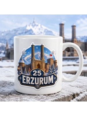 Ajans 313 25 Erzurum Temalı Baskılı Kupa Bardak – Karlı Dağ, Tarihi Yapılar ve Dadaşlar Diyarı Tasarımı