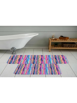 Vivense Dijital Baskı, Kaymaz Taban Ikili Banyo Paspası 100X60 + 60X50 cm  RVG5116