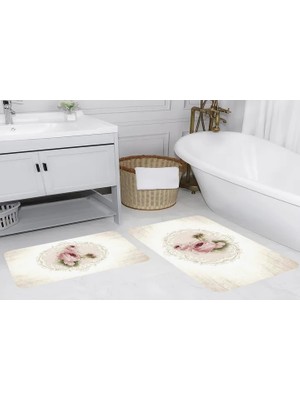 Vivense Dijital Baskı, Kaymaz Taban Ikili Banyo Paspası 100X60 + 60X50 cm  RVG5112