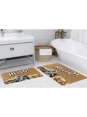 Vivense Dijital Baskı, Kaymaz Taban Ikili Banyo Paspası 100X60 + 60X50 cm  RVG5124