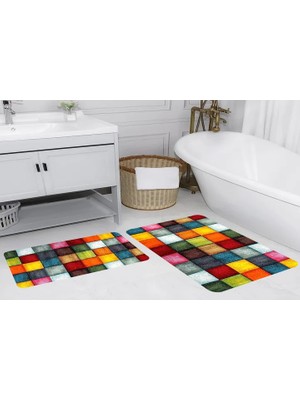 Vivense Dijital Baskı, Kaymaz Taban Ikili Banyo Paspası 100X60 + 60X50 cm  RVG5135