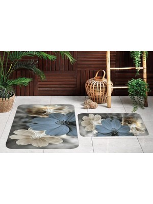 Vivense Dijital Baskı, Kaymaz Taban Ikili Banyo Paspası 100X60 + 60X50 cm  RVG5108