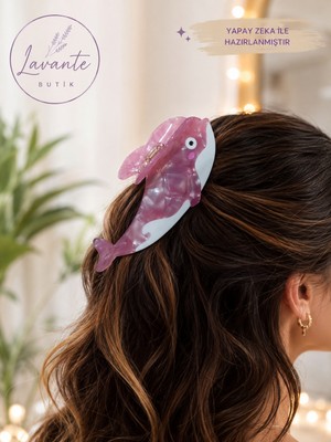 Lavante Butik Pembe Balık Kemik Balina Mandal Toka Kadın Mandal Toka