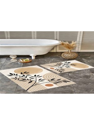Vivense Dijital Baskı, Kaymaz Taban Ikili Banyo Paspası 100X60 + 60X50 cm  RVG5306