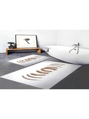 Vivense Dijital Baskı, Kaymaz Taban Ikili Banyo Paspası 100X60 + 60X50 cm  RVG5291