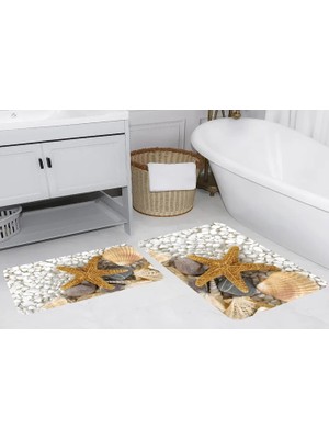 Vivense Dijital Baskı, Kaymaz Taban Ikili Banyo Paspası 100X60 + 60X50 cm  RVG5283