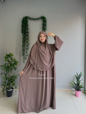 Yüsra Collection Menekşe Elbise ve Gölgeli Sufle 2'li Takım