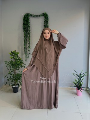 Yüsra Collection Menekşe Elbise ve Uzun Sufle 2'li Takım