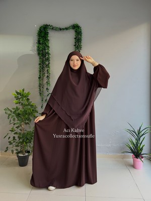 Yüsra Collection Menekşe Elbise ve Uzun Sufle 2'li Takım