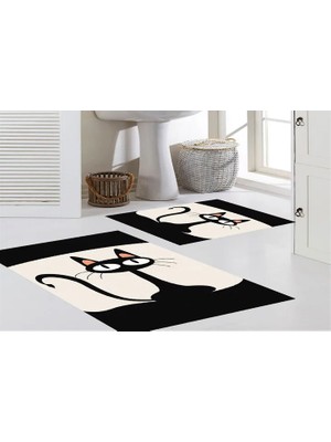 Vivense Dijital Baskı, Kaymaz Taban Ikili Banyo Paspası 100X60 + 60X50 cm  RVG5293