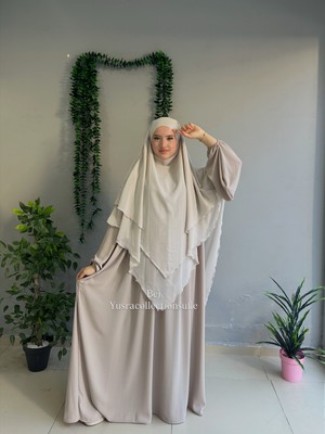 Yüsra Collection Menekşe Elbise ve Uzun Sufle 2'li Takım