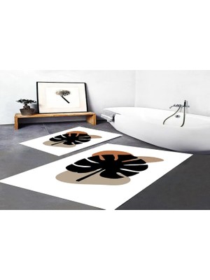 Vivense Dijital Baskı, Kaymaz Taban Ikili Banyo Paspası 100X60 + 60X50 cm  RVG5300