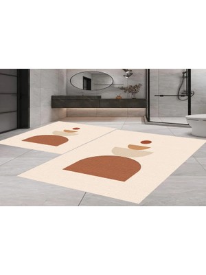 Vivense Dijital Baskı, Kaymaz Taban Ikili Banyo Paspası 100X60 + 60X50 cm  RVG5299