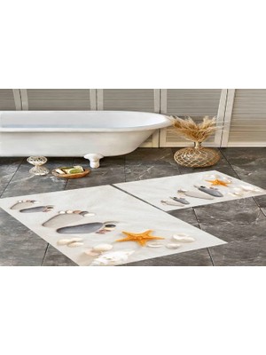 Vivense Dijital Baskı, Kaymaz Taban Ikili Banyo Paspası 100X60 + 60X50 cm  RVG5311