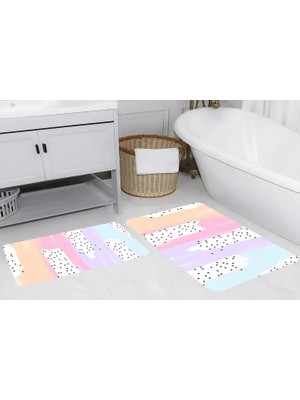 Vivense Dijital Baskı, Kaymaz Taban Ikili Banyo Paspası 100X60 + 60X50 cm  RVG5263