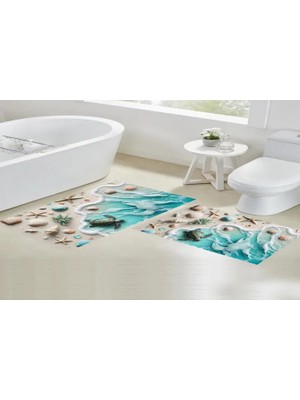 Vivense Dijital Baskı, Kaymaz Taban Ikili Banyo Paspası 100X60 + 60X50 cm  RVG5308