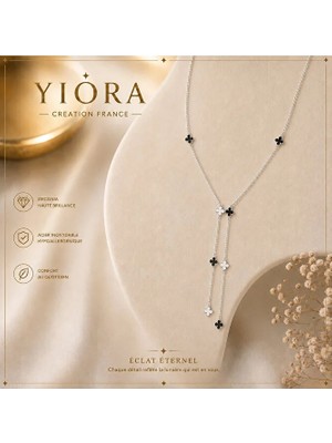 Yiora Jewelery Paslanmaz Çelik Ithal Tasarım Çoklu Görünüm Yonca Detaylı Ayarlanabilir Zincir Kolye Gümüş Renk Kolye
