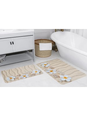 Vivense Dijital Baskı, Kaymaz Taban Ikili Banyo Paspası 100X60 + 60X50 cm  RVG5254