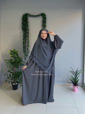 Yüsra Collection Menekşe Elbise ve Uzun Sufle 2'li Takım
