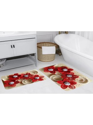 Vivense Dijital Baskı, Kaymaz Taban Ikili Banyo Paspası 100X60 + 60X50 cm  RVG5285