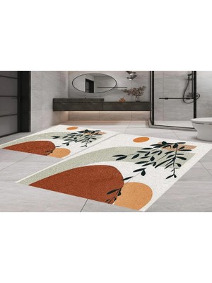 Vivense Dijital Baskı, Kaymaz Taban Ikili Banyo Paspası 100X60 + 60X50 cm  RVG5296