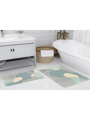 Vivense Dijital Baskı, Kaymaz Taban Ikili Banyo Paspası 100X60 + 60X50 cm  RVG5184