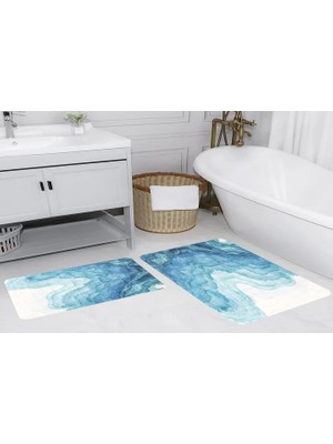 Vivense Dijital Baskı, Kaymaz Taban Ikili Banyo Paspası 100X60 + 60X50 cm  RVG5188