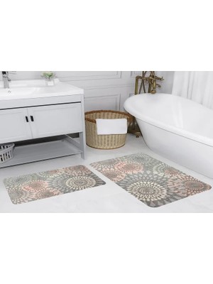 Vivense Dijital Baskı, Kaymaz Taban Ikili Banyo Paspası 100X60 + 60X50 cm  RVG5201