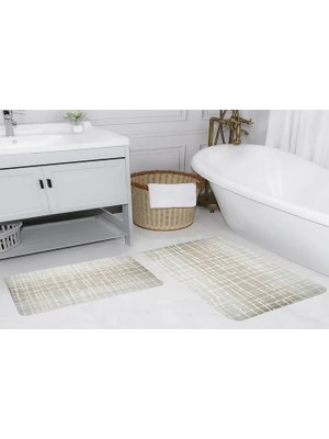 Vivense Dijital Baskı, Kaymaz Taban Ikili Banyo Paspası 100X60 + 60X50 cm  RVG5197