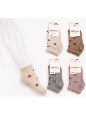 Asorti Tekli – Çiçek ve Ajur Desenli Unisex Çocuk Patik Çorap 9-10 Yaş