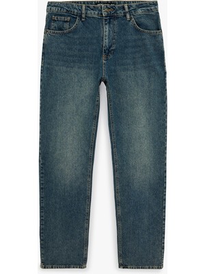Koton Pamuklu Cepli Normal Bel Vintage Straight Fit Jean Pantolon