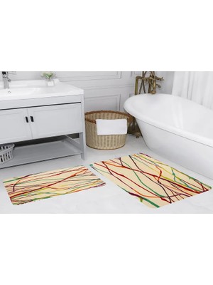 Vivense Dijital Baskı, Kaymaz Taban Ikili Banyo Paspası 100X60 + 60X50 cm  RVG5178