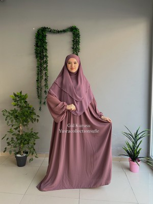 Yüsra Collection Menekşe Elbise ve Kısa Sufle 2'li Takım