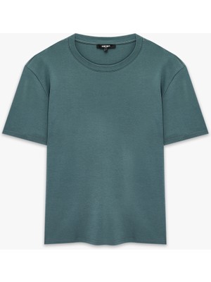 Koton Pamuklu Bisiklet Yaka Kısa Kollu Basic Oversize Tişört
