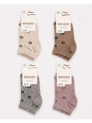 Asorti Tekli – Unisex Çocuk Çiçek Desenli Patik Çorap 11-12 Yaş