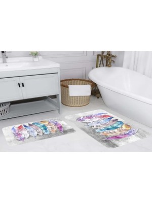 Vivense Dijital Baskı, Kaymaz Taban Ikili Banyo Paspası 100X60 + 60X50 cm  RVG5179