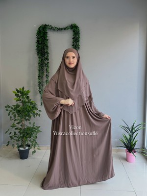 Yüsra Collection Menekşe Elbise ve Kısa Sufle 2'li Takım