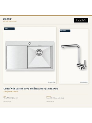 Crauf Via Lattea 6172 Sol Inox 86X51 cm Evye + Pesce 4060 Batarya 2 Parça Set