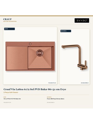 Crauf Via Lattea 6172 Sol Bakır 86X51 cm Evye + Pesce 4060 Batarya 2 Parça Set